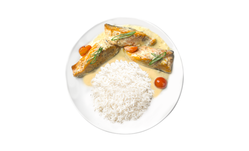 Grilled salmon chunks